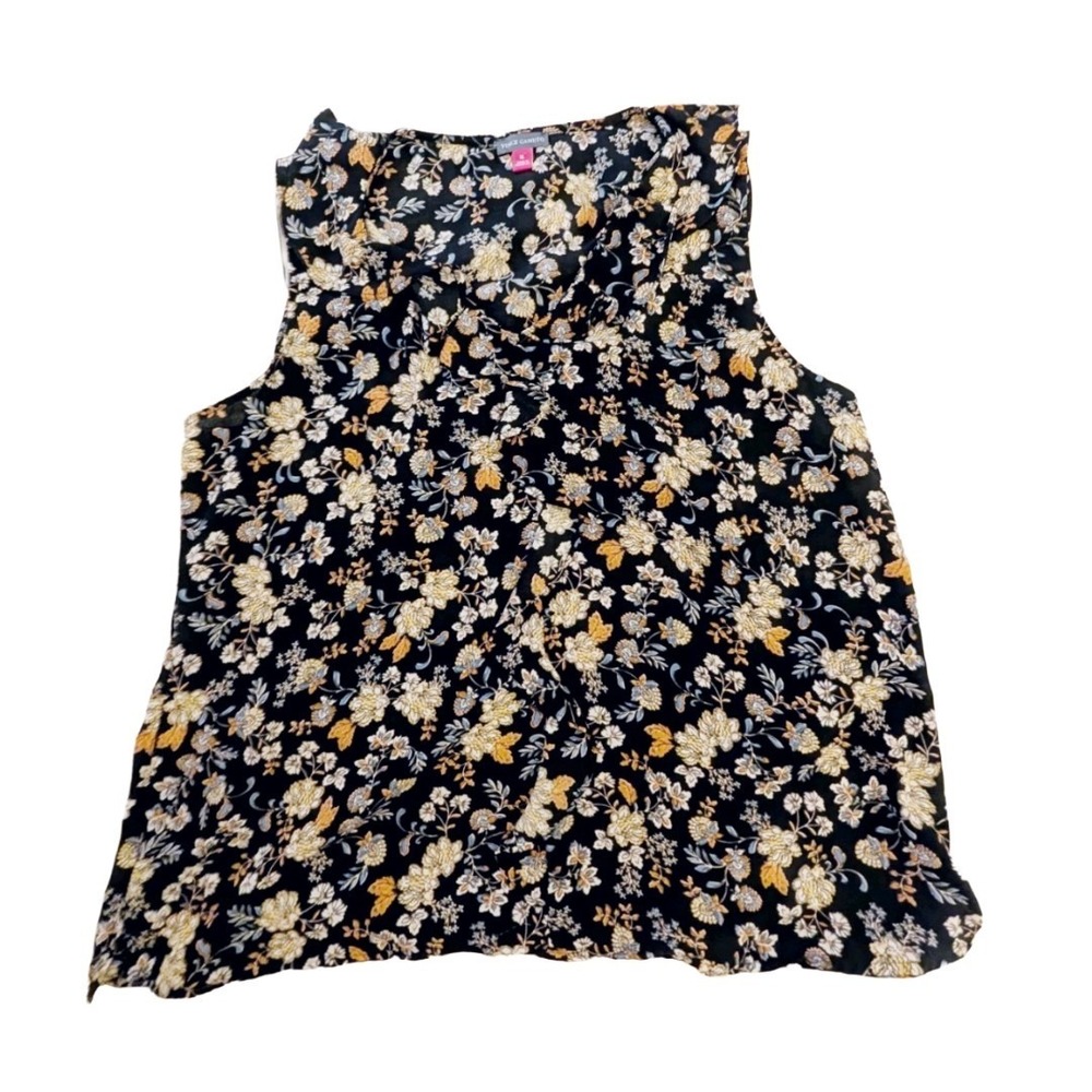 Vince Camuto Women's Floral Sleeveless Top Black‎ Feminine Workplace Size Medium